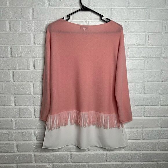 Tyler Boe Cashmere Fringe Layered Sweater Pink size XS - Picture 6 of 6
